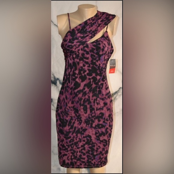 BOLD ELEMENTS  Purple Black Burgundy Animal Print Dress XXL  Drape Bust
NWOT - Picture 1 of 9